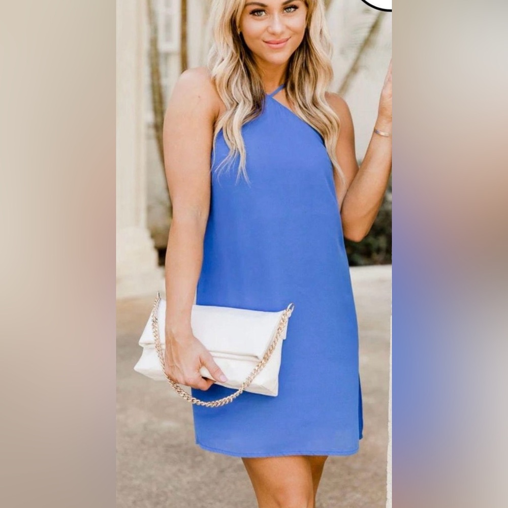 Pink Lily One Shoulder Blue Dress